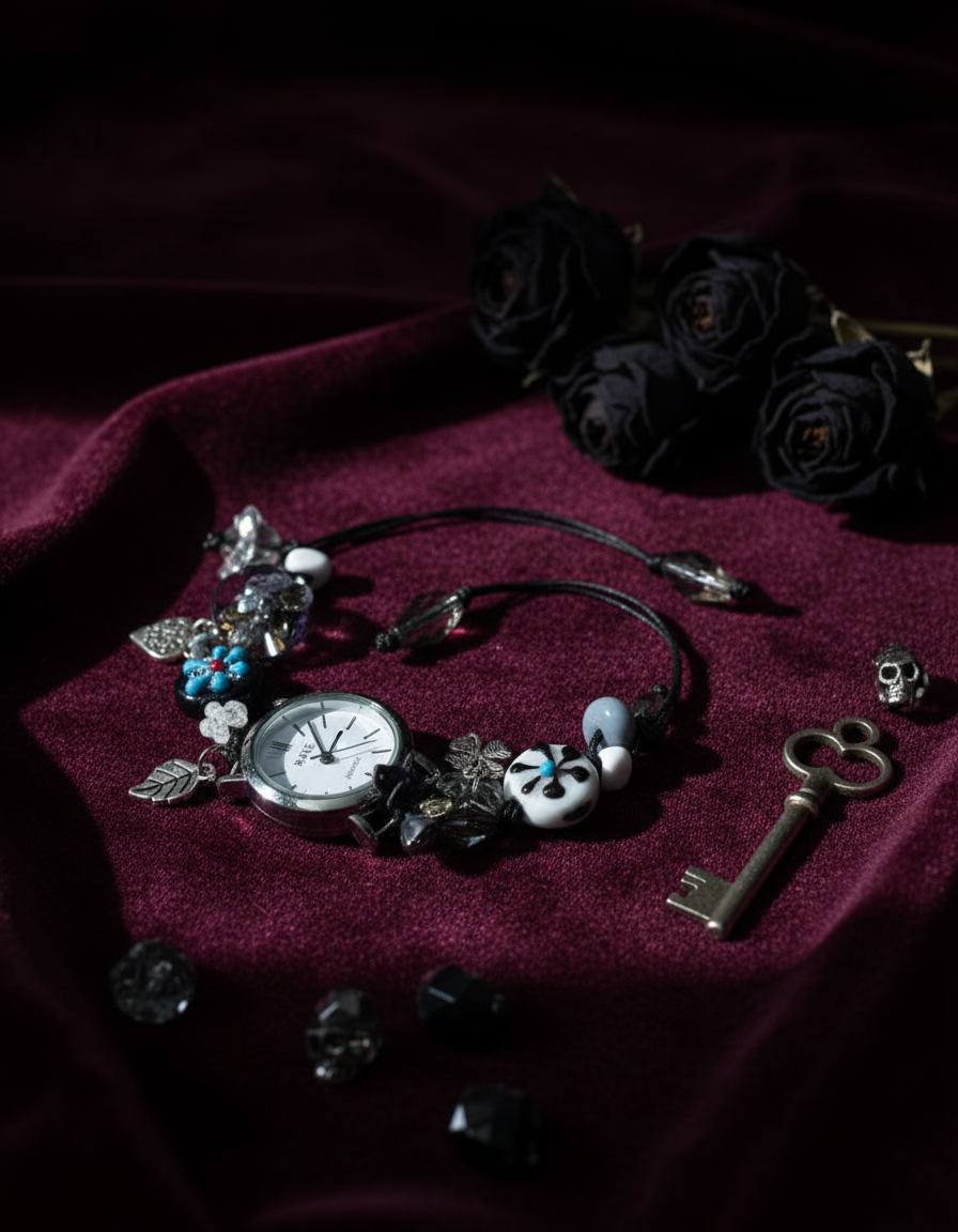 Black Charm Watch Bracelet Editorial