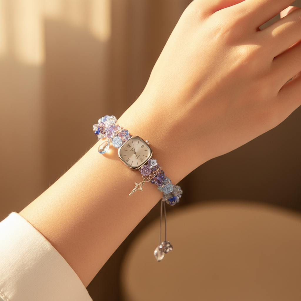 Blue Crystal Watch Bracelet Lifestyle