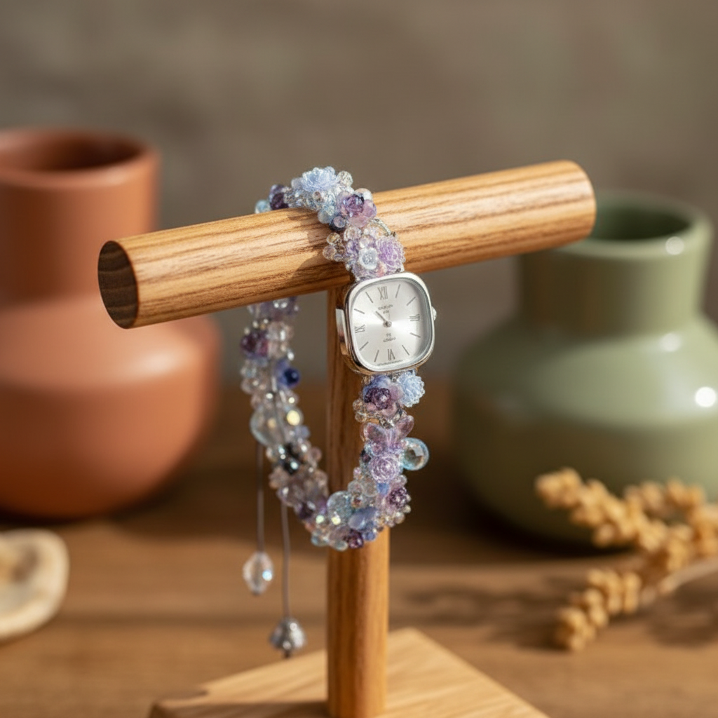 Blue Crystal Watch Bracelet on Display