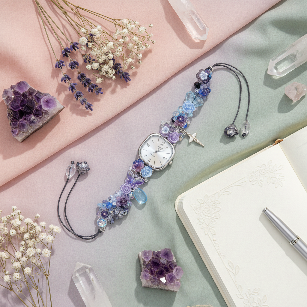 Blue Crystal Watch Bracelet Social Media