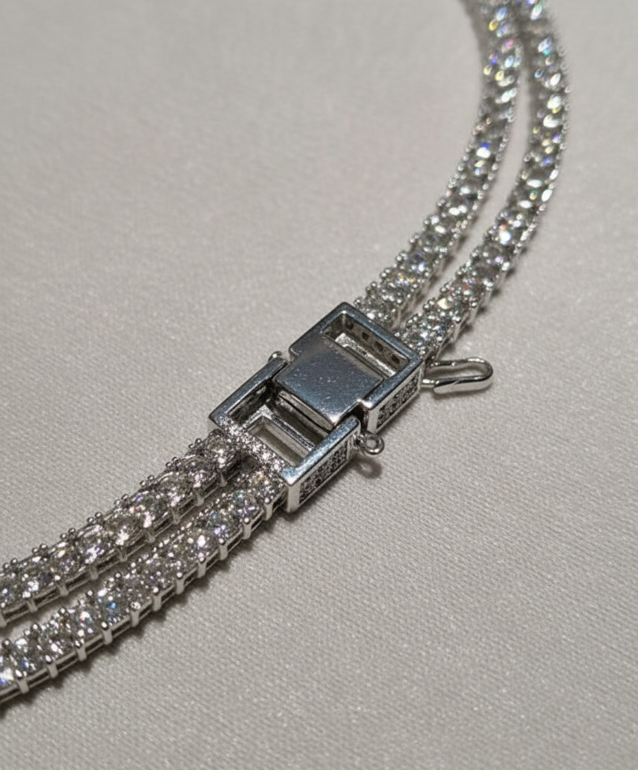 Clasp detail on gray background