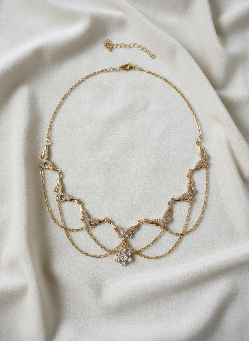 Flat lay on cream velvet