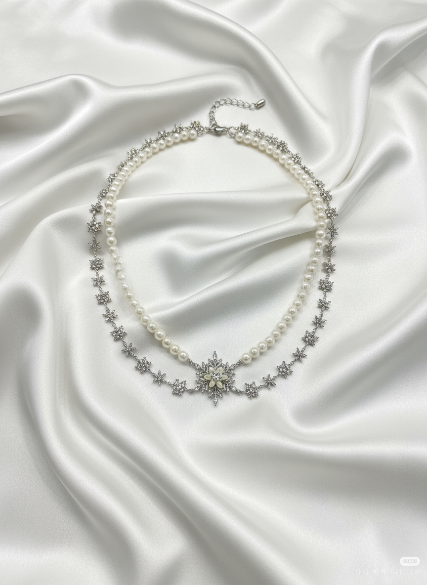 Flat lay on white silk