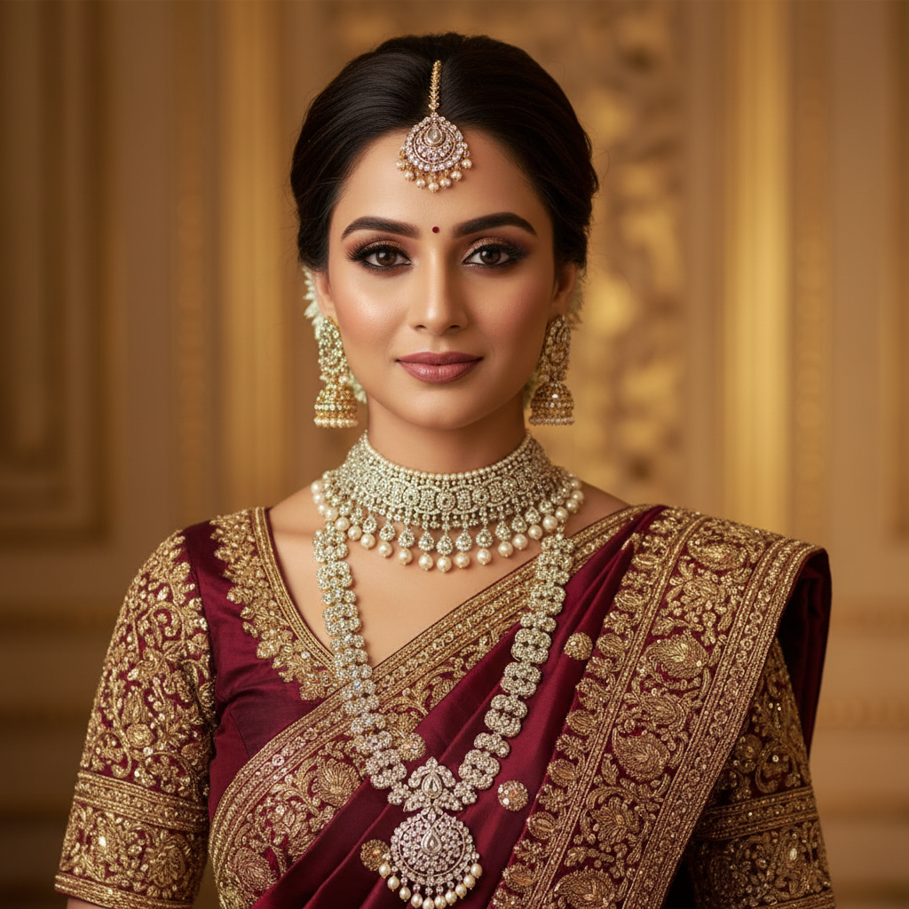 Indian bride with golden background
