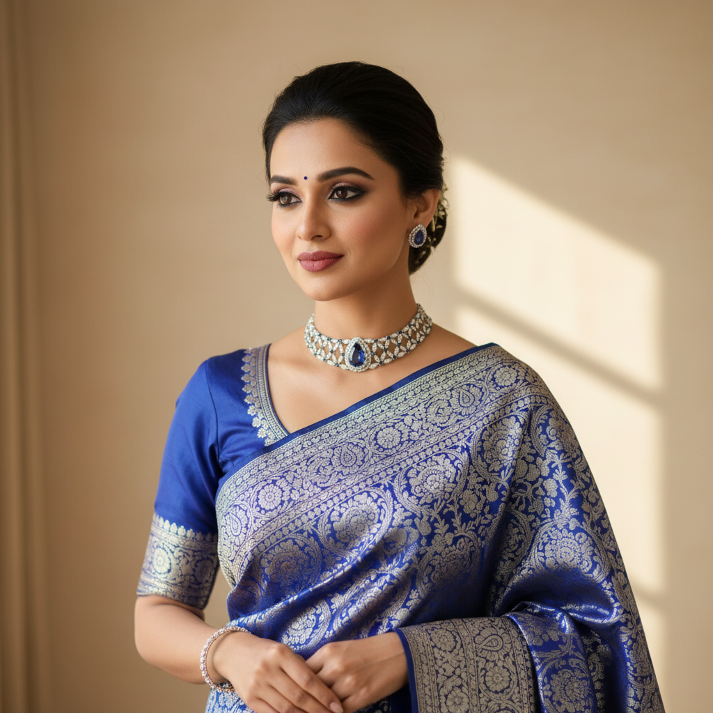 Indian bride with warm beige background