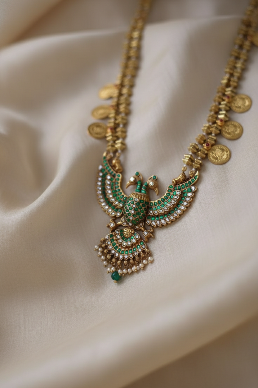 Peacock Necklace Romantic Setting