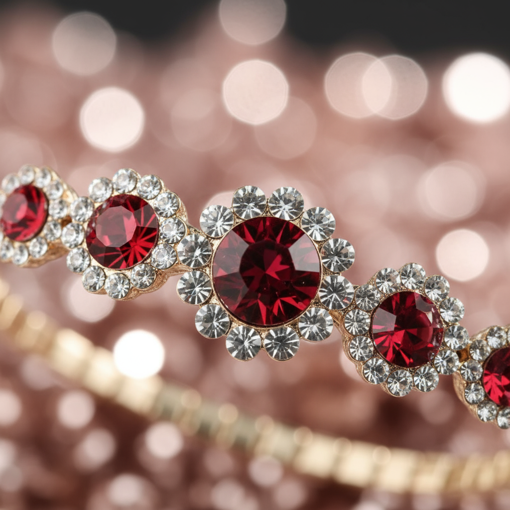 Ruby Crystal Bracelet Detail