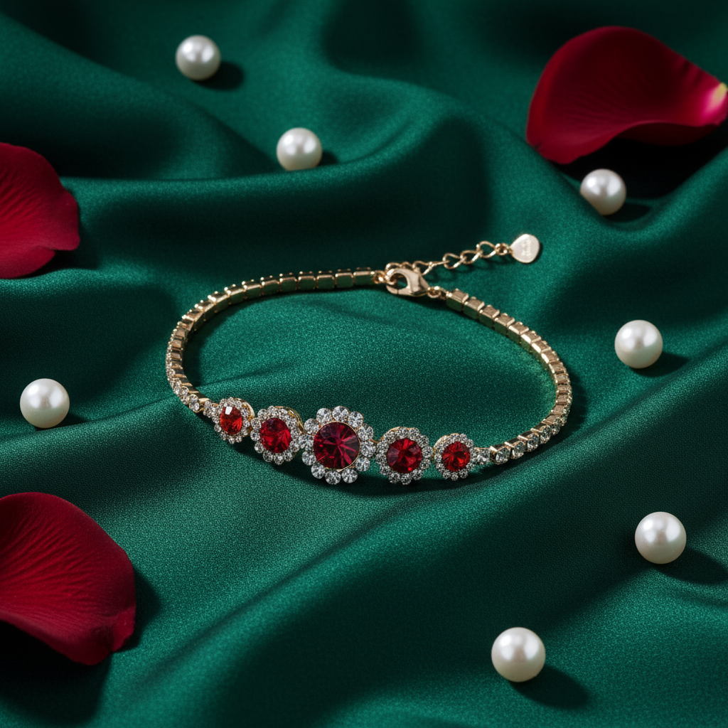 Ruby Crystal Bracelet Editorial