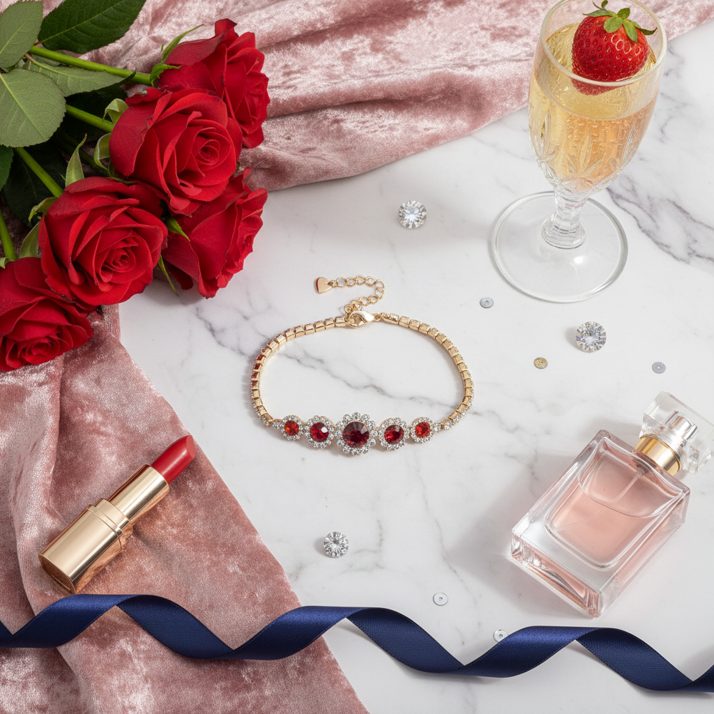 Ruby Crystal Bracelet Social Media