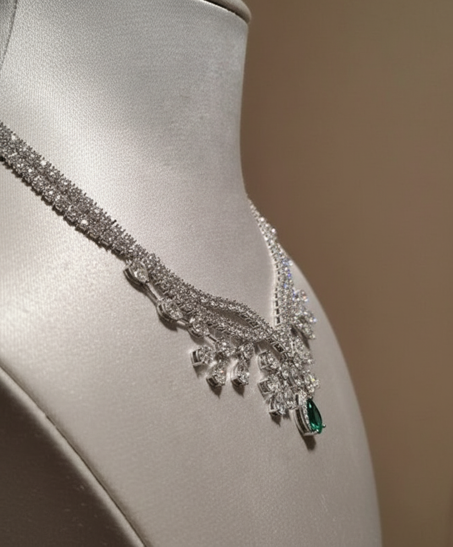 Side profile on taupe background