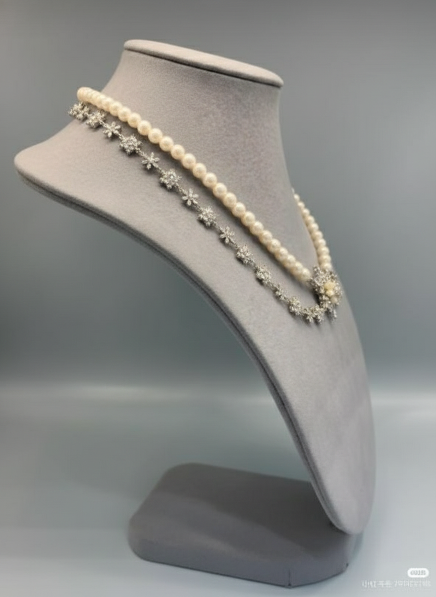 Side profile on taupe background