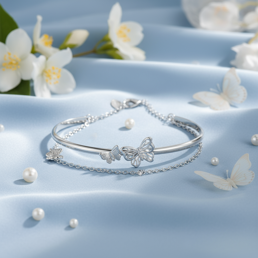 Silver Butterfly Bracelet Editorial