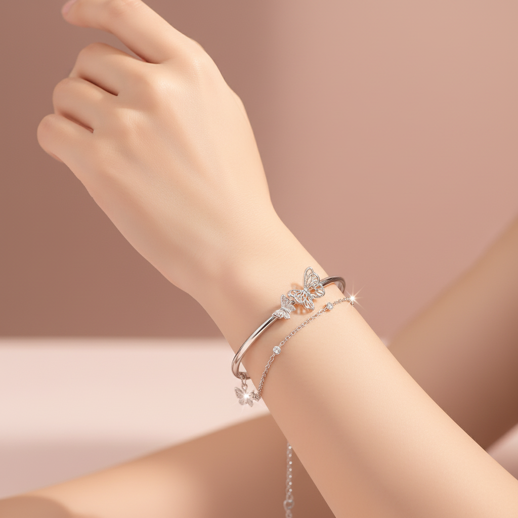 Silver Butterfly Bracelet Lifestyle