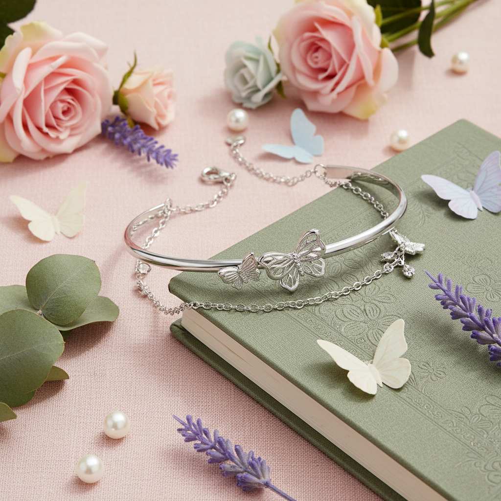 Silver Butterfly Bracelet Social Media