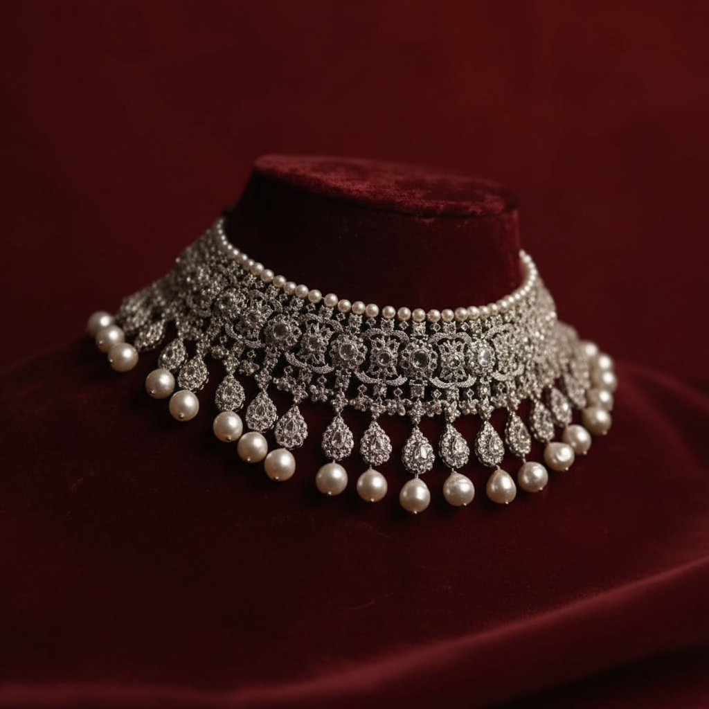 Styled on burgundy velvet fabric