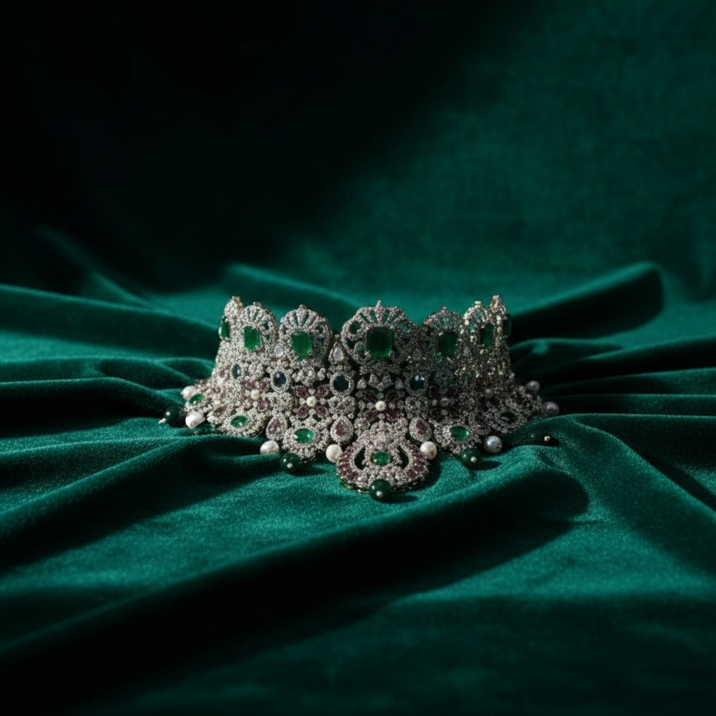 Styled on emerald velvet