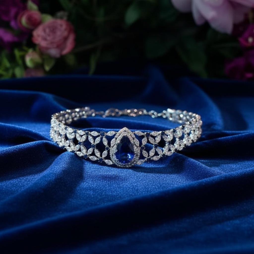 Styled on royal blue velvet