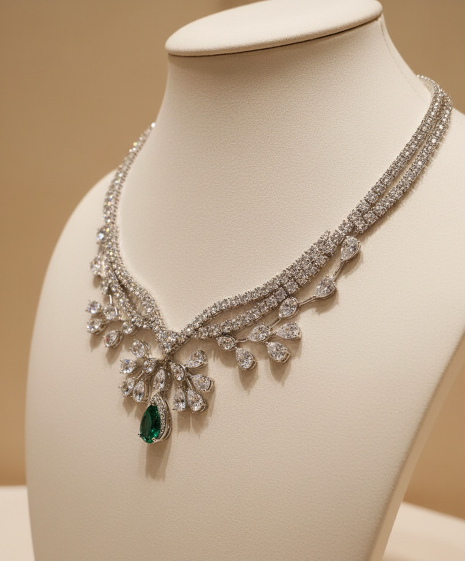 Three-quarter angle on champagne background